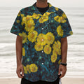 Little Yellow Daisy Print Textured Short Sleeve Shirt