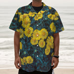 Little Yellow Daisy Print Textured Short Sleeve Shirt