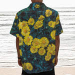 Little Yellow Daisy Print Textured Short Sleeve Shirt