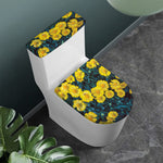 Little Yellow Daisy Print Toilet Lid And Tank Cover Set