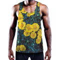 Little Yellow Daisy Print Men's Workout Tank Top