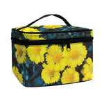 Little Yellow Daisy Print Travel Makeup Bag