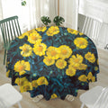 Little Yellow Daisy Print Waterproof Round Tablecloth