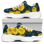 Little Yellow Daisy Print White Chunky Shoes