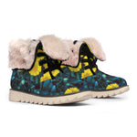 Little Yellow Daisy Print Winter Boots