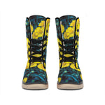 Little Yellow Daisy Print Winter Boots