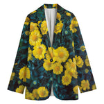 Little Yellow Daisy Print Women's Blazer
