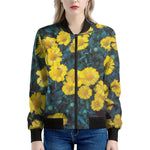 Little Yellow Daisy Print Women's Bomber Jacket