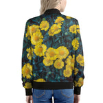 Little Yellow Daisy Print Women's Bomber Jacket