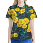 Little Yellow Daisy Print Women's Polo Shirt