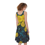 Little Yellow Daisy Print Women's Sleeveless Dress