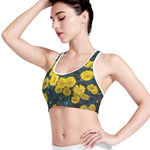 Little Yellow Daisy Print Women's Sports Bra