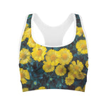 Little Yellow Daisy Print Women's Sports Bra