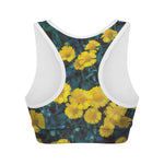 Little Yellow Daisy Print Women's Sports Bra