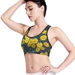 Little Yellow Daisy Print Women's Sports Bra