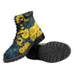 Little Yellow Daisy Print Work Boots