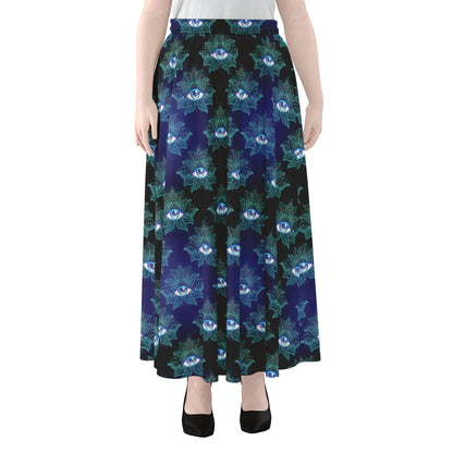Lotus Eye of Providence Pattern Print Chiffon Maxi Skirt