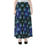 Lotus Eye of Providence Pattern Print Chiffon Maxi Skirt