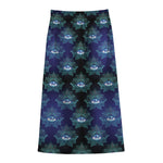 Lotus Eye of Providence Pattern Print Cotton Front Slit Maxi Skirt