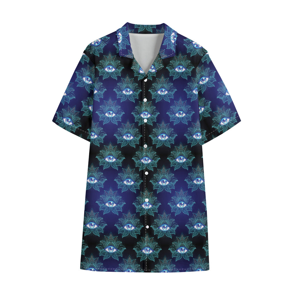 Lotus Eye of Providence Pattern Print Cotton Hawaiian Shirt