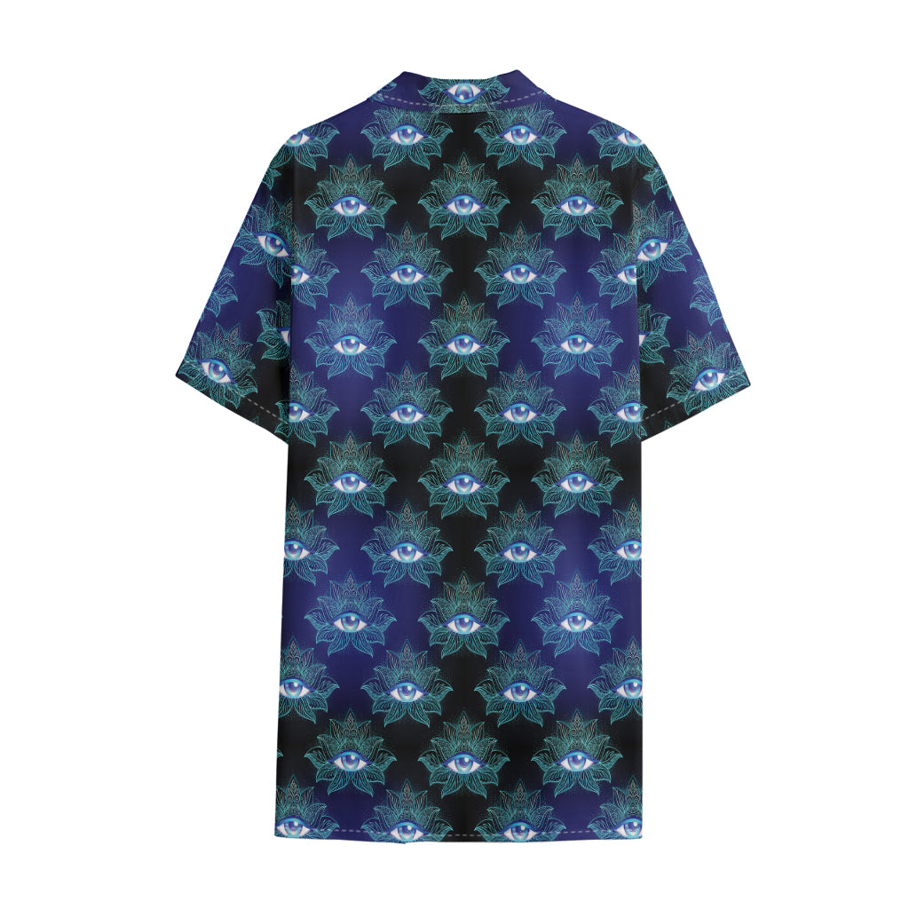 Lotus Eye of Providence Pattern Print Cotton Hawaiian Shirt