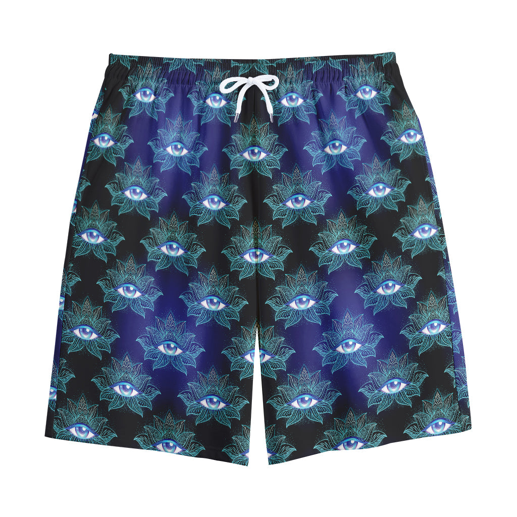 Lotus Eye of Providence Pattern Print Cotton Shorts