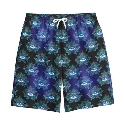 Lotus Eye of Providence Pattern Print Cotton Shorts