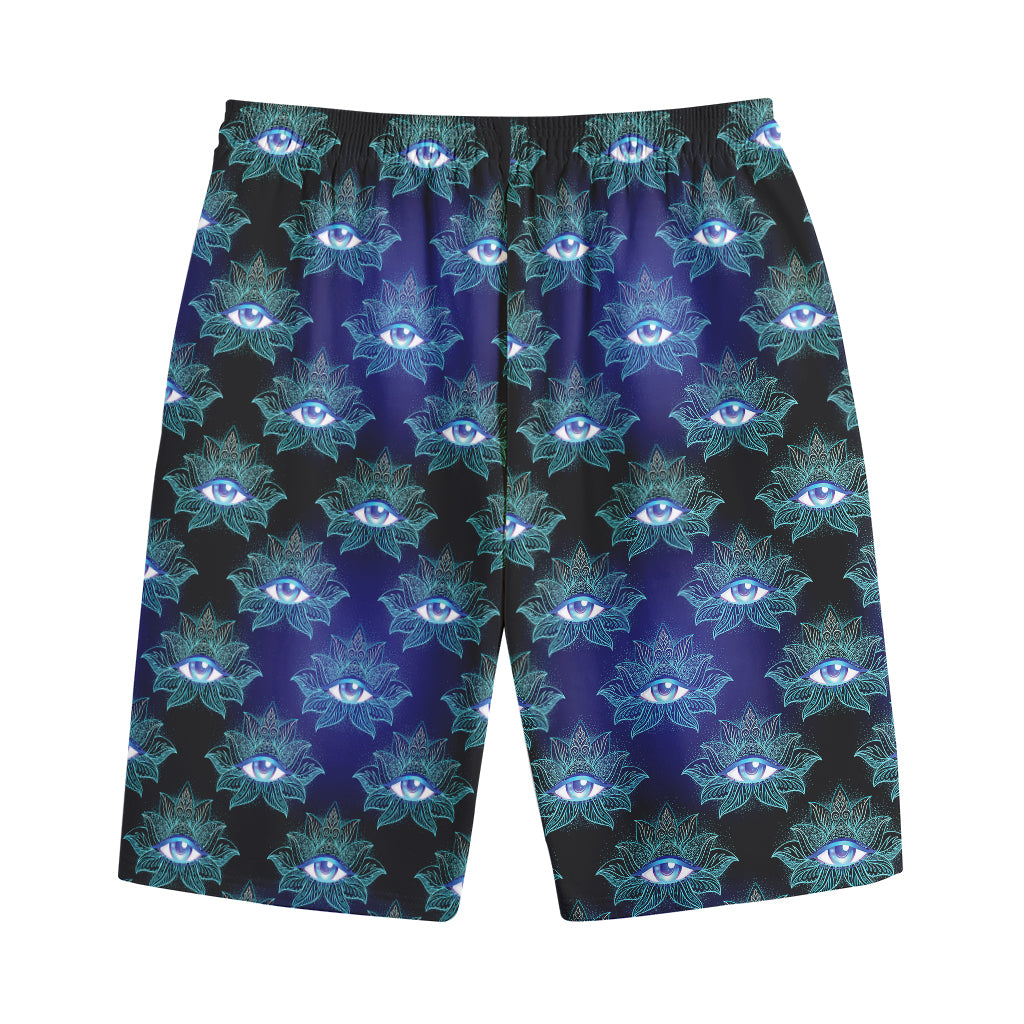 Lotus Eye of Providence Pattern Print Cotton Shorts