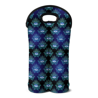 Lotus Eye of Providence Pattern Print Double Neoprene Wine Tote
