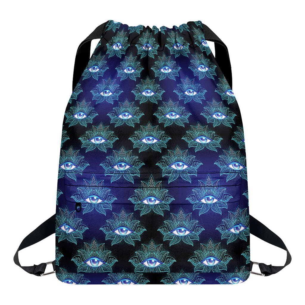 Lotus Eye of Providence Pattern Print Drawstring Backpack