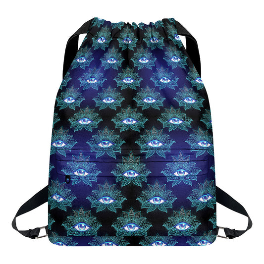 Lotus Eye of Providence Pattern Print Drawstring Backpack