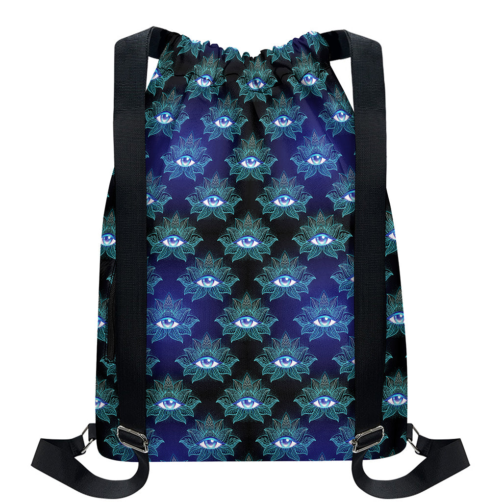 Lotus Eye of Providence Pattern Print Drawstring Backpack