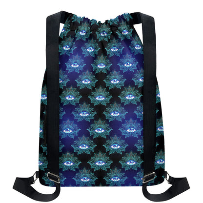 Lotus Eye of Providence Pattern Print Drawstring Backpack