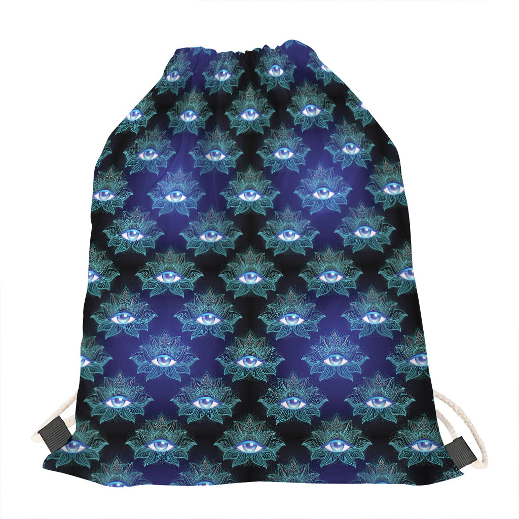 Lotus Eye of Providence Pattern Print Drawstring Bag