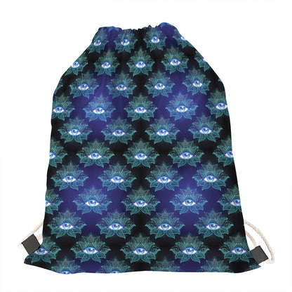 Lotus Eye of Providence Pattern Print Drawstring Bag