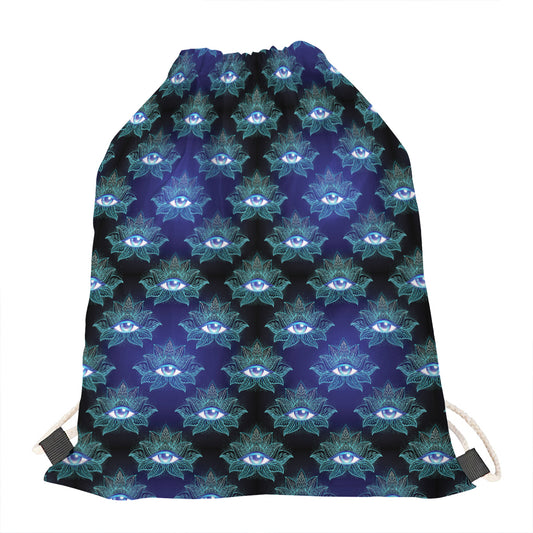 Lotus Eye of Providence Pattern Print Drawstring Bag