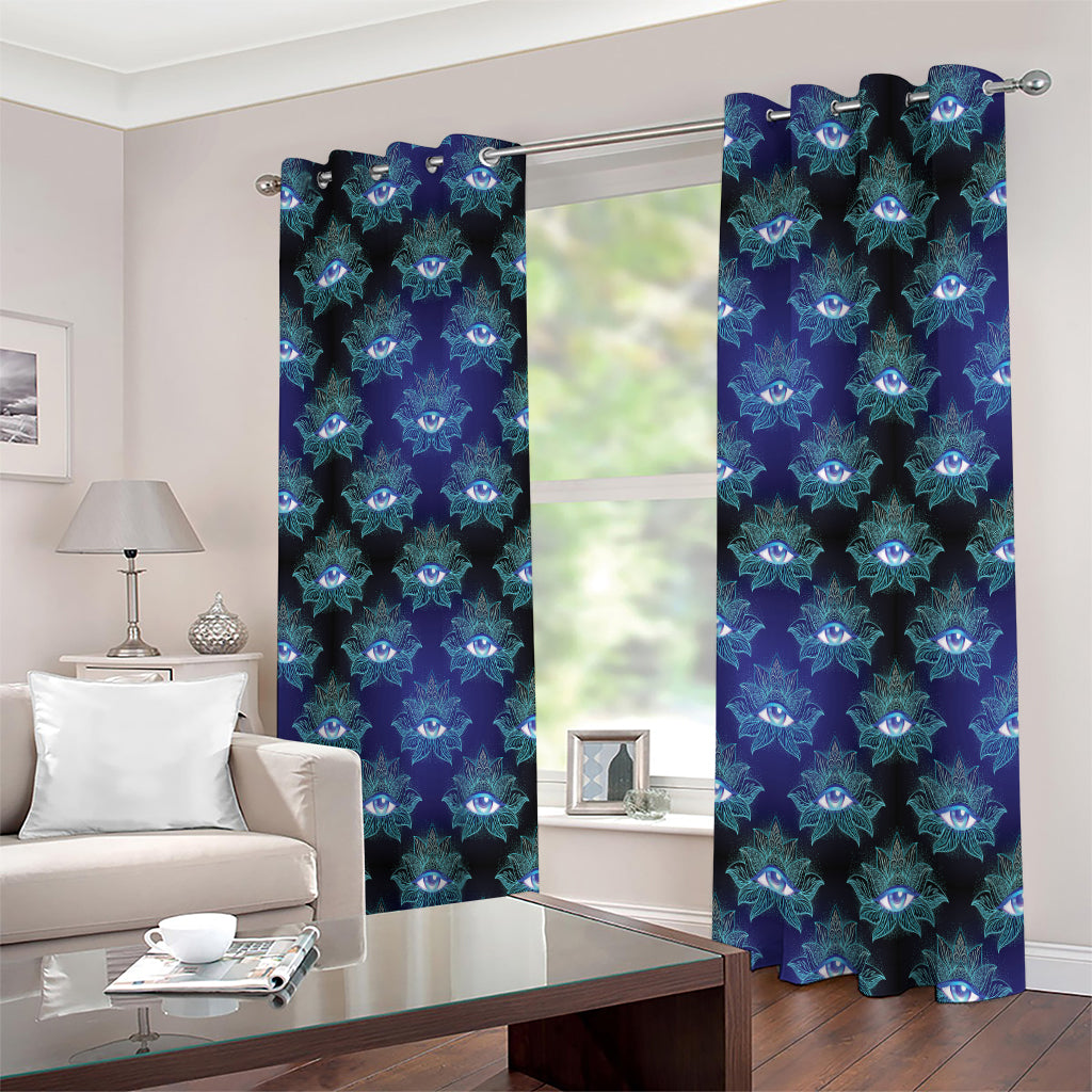 Lotus Eye of Providence Pattern Print Extra Wide Grommet Curtains