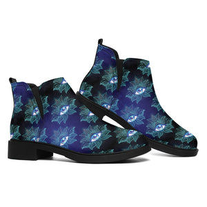Lotus Eye of Providence Pattern Print Flat Ankle Boots