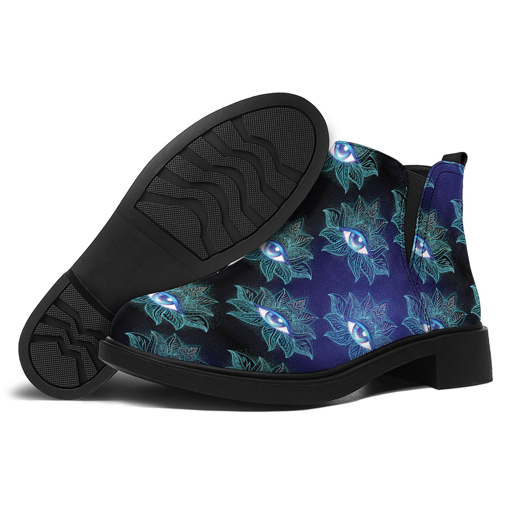 Lotus Eye of Providence Pattern Print Flat Ankle Boots