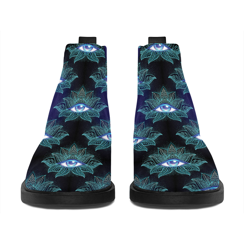 Lotus Eye of Providence Pattern Print Flat Ankle Boots
