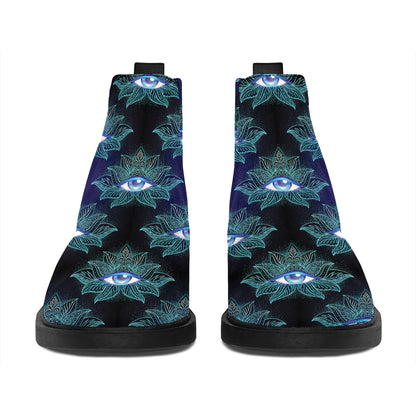 Lotus Eye of Providence Pattern Print Flat Ankle Boots