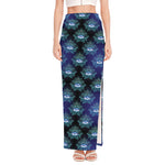 Lotus Eye of Providence Pattern Print High Slit Maxi Skirt