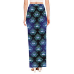 Lotus Eye of Providence Pattern Print High Slit Maxi Skirt