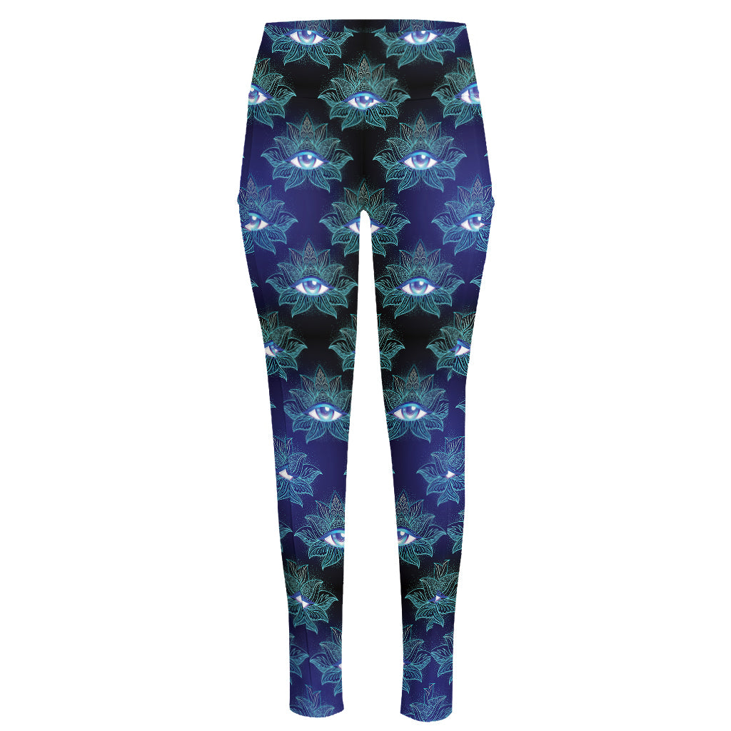 Lotus Eye of Providence Pattern Print High-Waisted Pocket Leggings