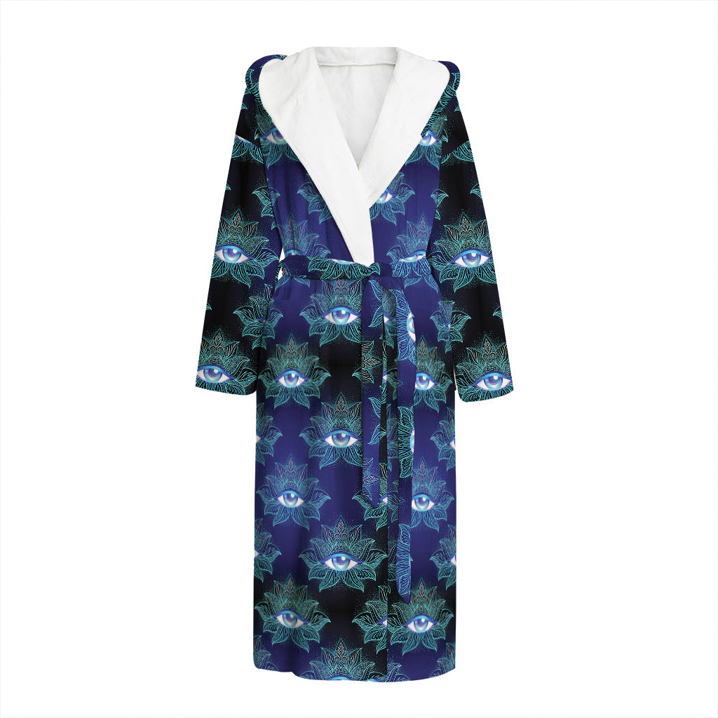 Lotus Eye of Providence Pattern Print Hooded Bathrobe