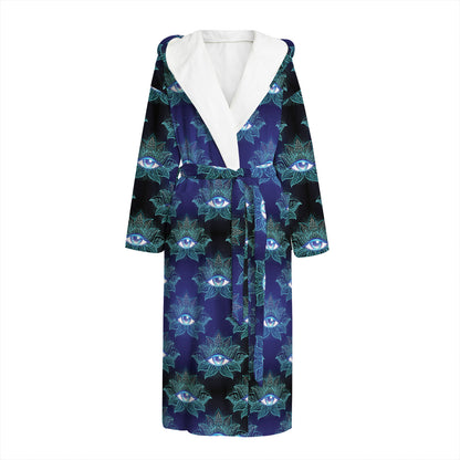 Lotus Eye of Providence Pattern Print Hooded Bathrobe