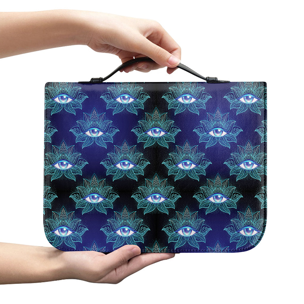 Lotus Eye of Providence Pattern Print Leather Bible Cover