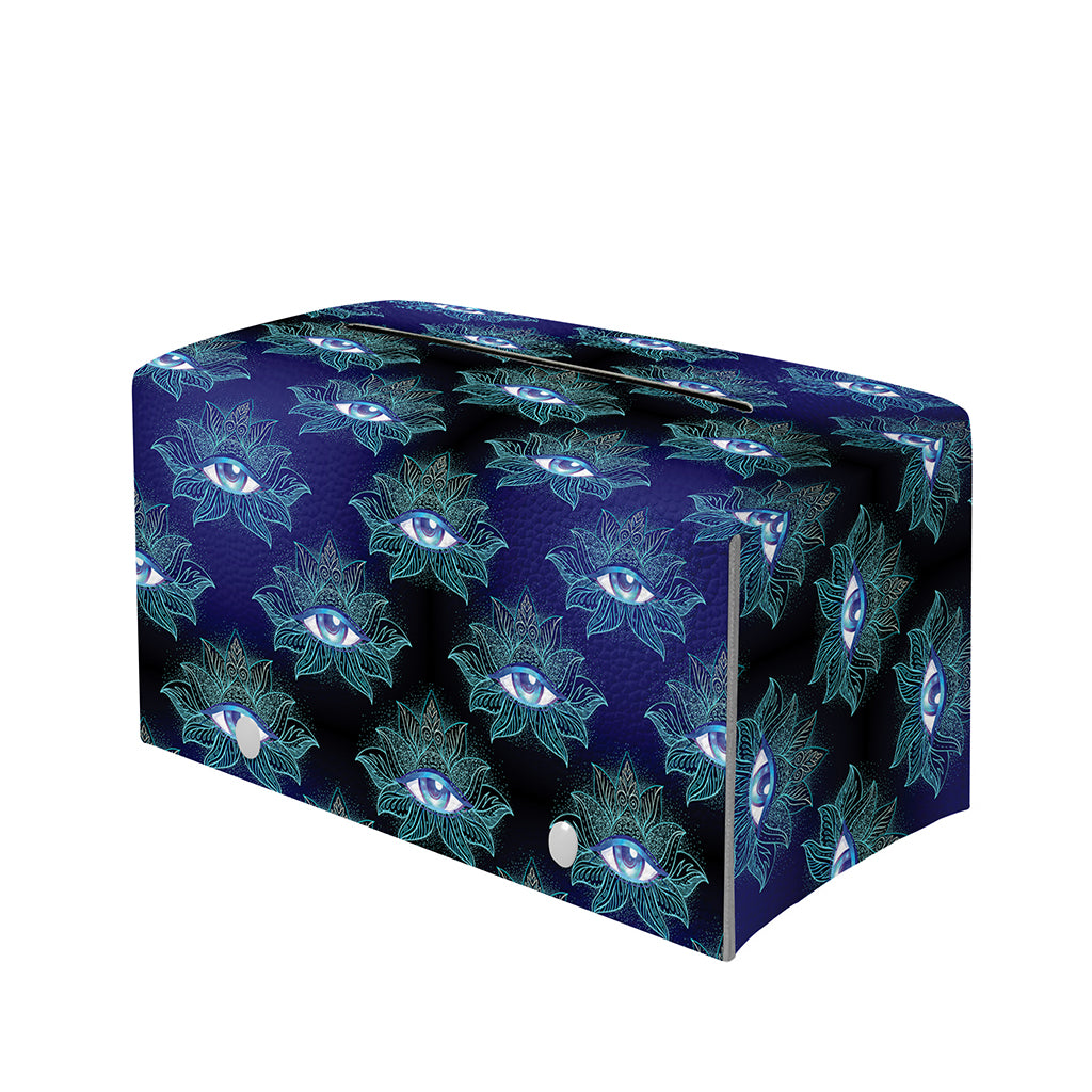 Lotus Eye of Providence Pattern Print Leather Tissue Box Cover