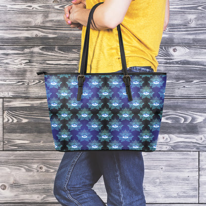 Lotus Eye of Providence Pattern Print Leather Tote Bag