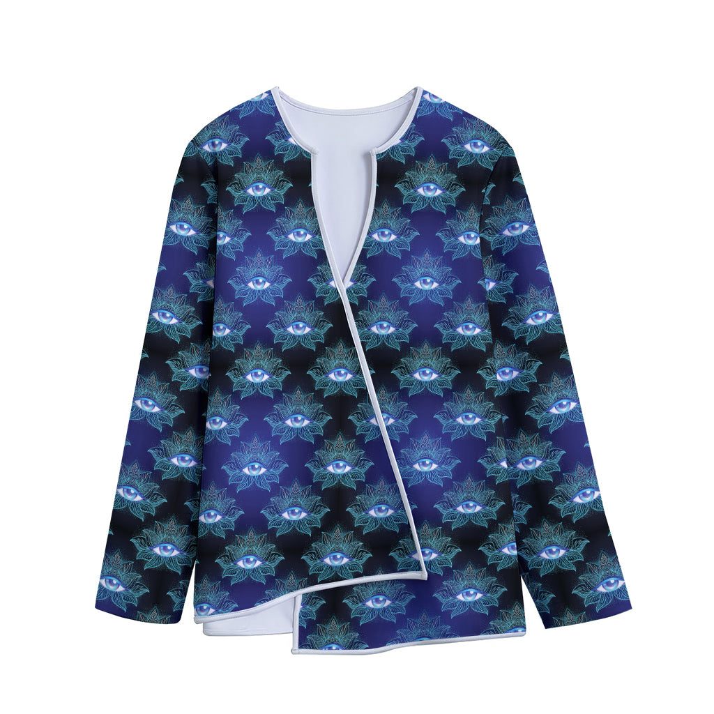 Lotus Eye of Providence Pattern Print Long Sleeve Short Coat